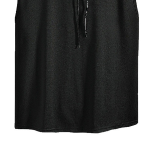 Herrarnas Ärmlös Huvtröja Gym Tröja Väst Topp Hudvänlig Polyester Solid Färg Svart 2XL