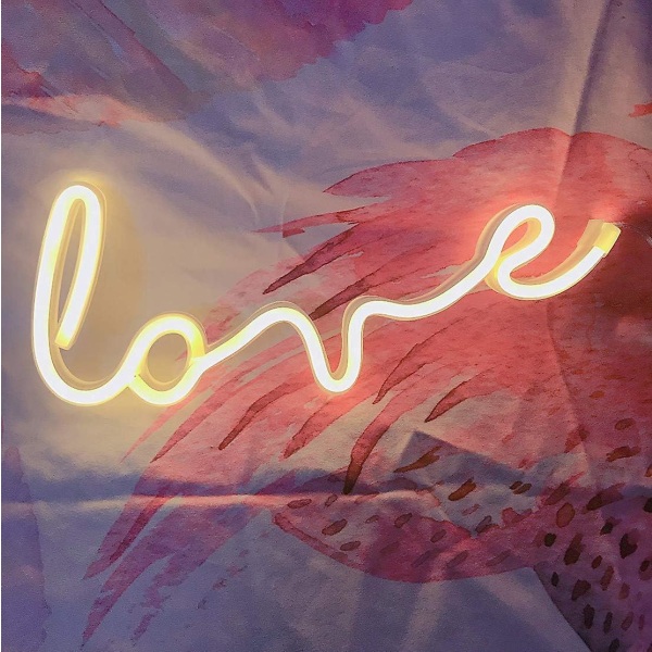 Varmvit neon kärleksskyltar Light - Dekorativ LED-tältskylt för vägg, rum, bröllop, fest, bar, hotell, strand, rekreation - unik barngåva