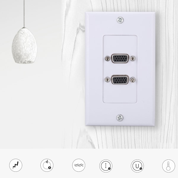 US 2-PORT VGA Socket Veggfeste Panel Adapter Veggkontakt