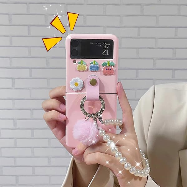 Case Compatible With Samsung Galaxy Z Flip 3/4, Hard PC Shockproof Non-slip Protective Case With Strap Ring