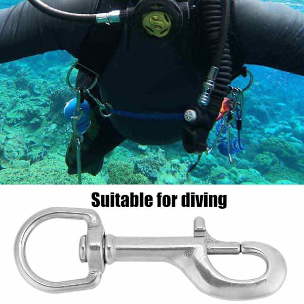 316 rustfritt stål enkelthode krok Swivel Eye Snap Scuba Diving Accessory (90MM, hvit)