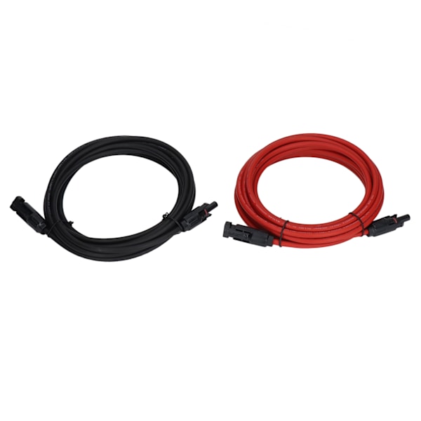 2 kpl Aurinkopaneelien Jatkokaapeli 10AWG 6mm² Aurinkopaneelien Jatkokaapeli Nimellinen Jännite 1000V DC Punainen Musta 5m / 16.4ft