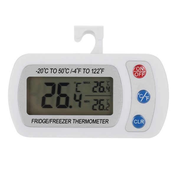 Stort LCD-køkkenkøleskab med justerbar beslag/krog digitalt termometer - 1 stk.