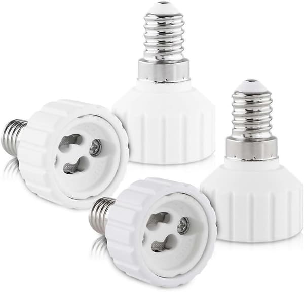 4x Fatningsadapter - E14 til GU10 fatningskonverter - Bajonetbase lampeholderadapter til halogen LED-pære
