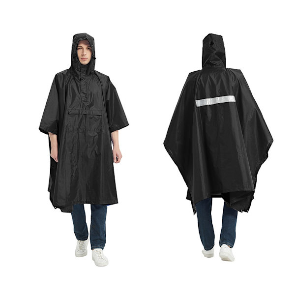3 i 1 regnponcho för vuxna Återanvändbar regnkappa med huva Bärbart picknickmatta tält för utomhusvandring, klättring och camping