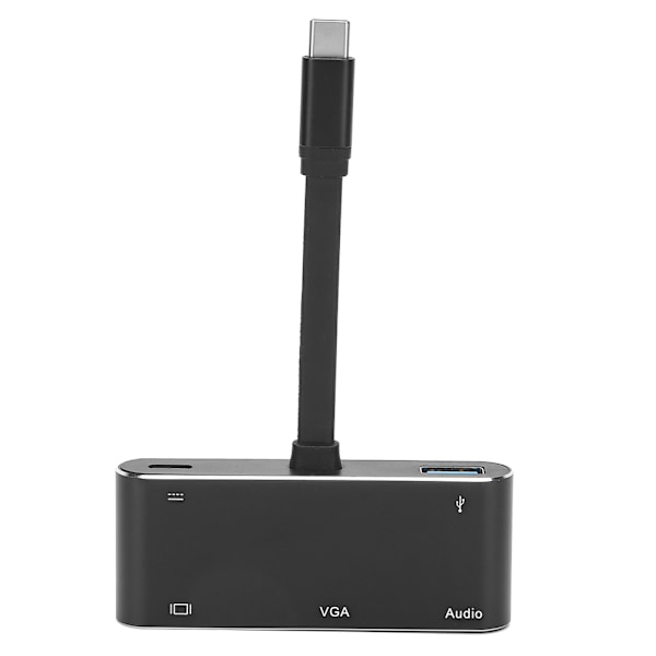 Laajennusadapteri 5 in 1 TypeC HDMI VGA Audio Output Virtalähde Monitoiminen Musta (Musta)