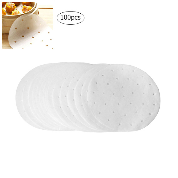100 st runda luftfritöspapper Non Stick Pads Perforerat bakplåtspapper