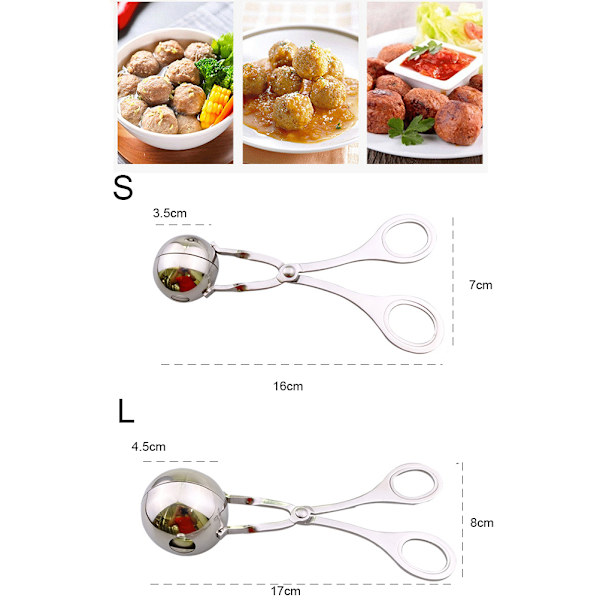 2 stk. rustfrit stålkugleformere Non Stick frikadellekugler formere kugleformere pincet