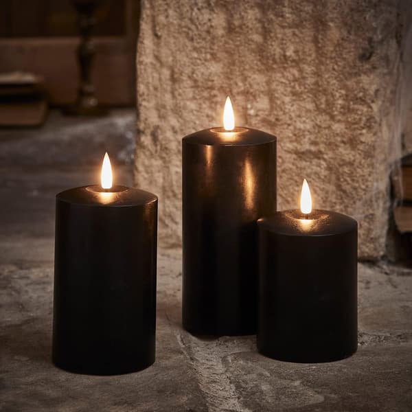 Sæt med 3 sorte LED-lys med timer - Halloween boligindretning