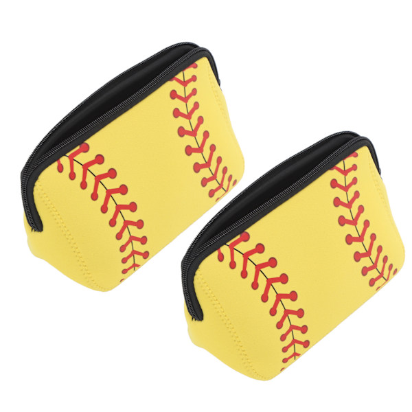 Baseball-kuvioinen neopreeni vedenkestävä meikkipussi - 2 kpl Keltainen