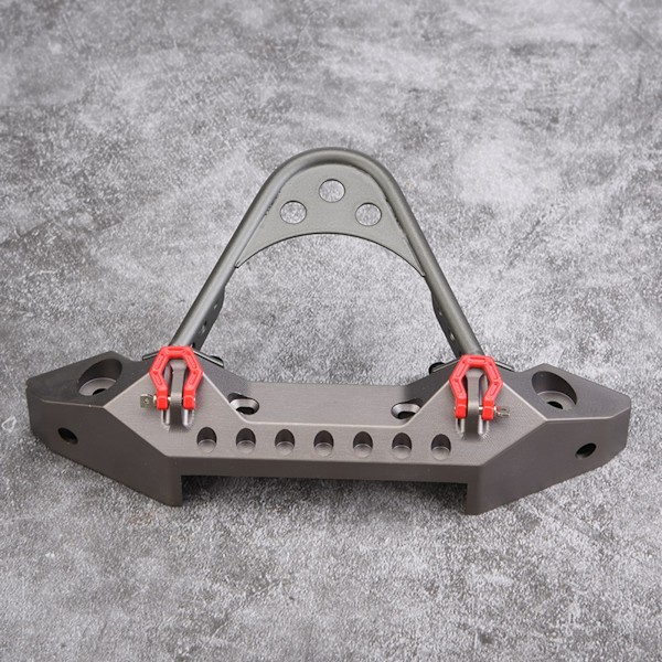 Metall fremre støtfanger med 2 LED-lys for Traxxas TRX-4 1/10 RC beltebil (titanfarge)