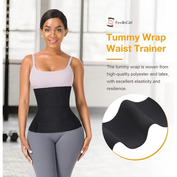 Naisten waist trainer Wrap Waist Trainer -nauha, urheilukorsetti, musta