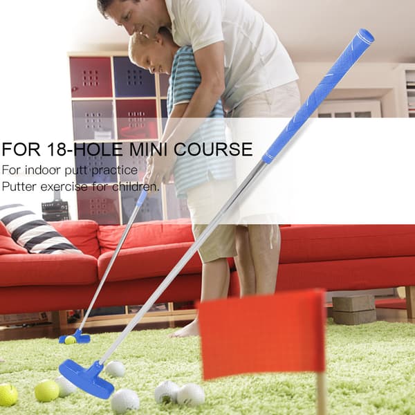 35-tommers Mini Golf Putter for Barn med Gummihode og Stålskaft (Blå)