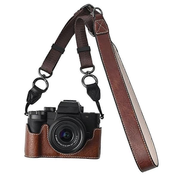 For Panasonic Lumix G100K Camera Bag with Shoulder Strap Large Cutout Litchi Texture PU Protective