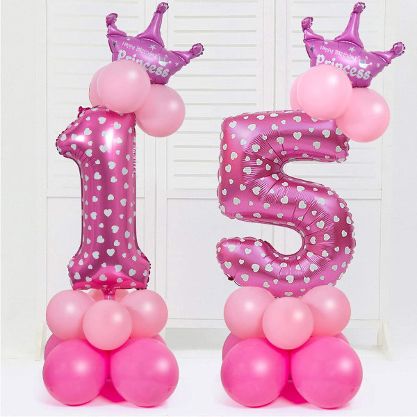 32 tommers gigantiske tallballonger, heliumnummerballongdekor for fester, bursdager (rosa nummer 6)