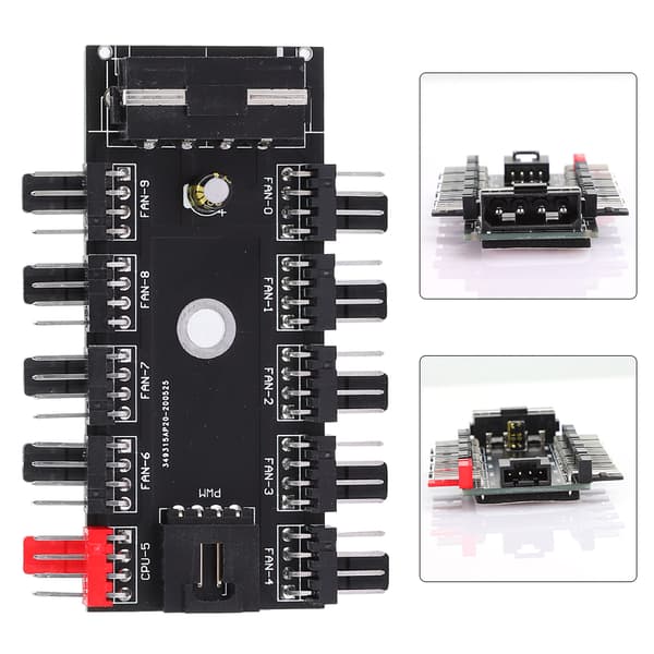 Fläkthubb Dator Kylsystem 10-Port 4-Pin Pulsbreddsmodulering IDE 12V för Chassi