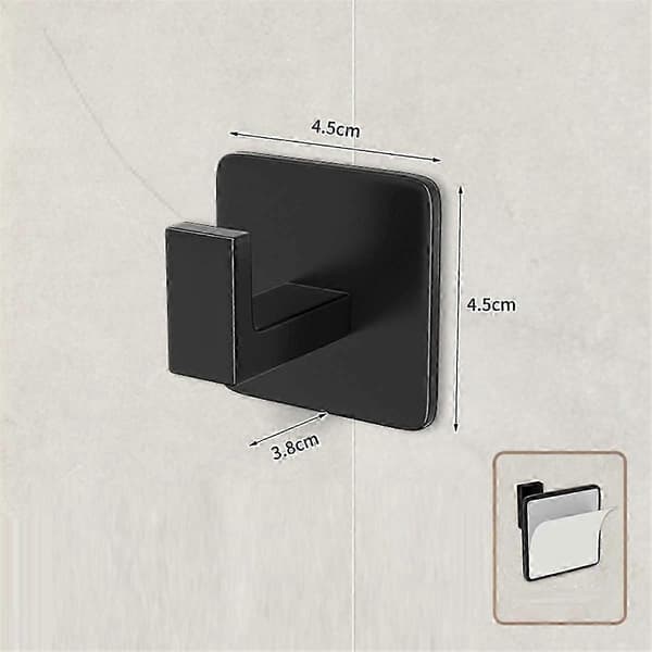 Square Towel Hook - Black Self-Adhesive Wall Hook Modern & Fashionable Bathroom Linked to Kitchen P