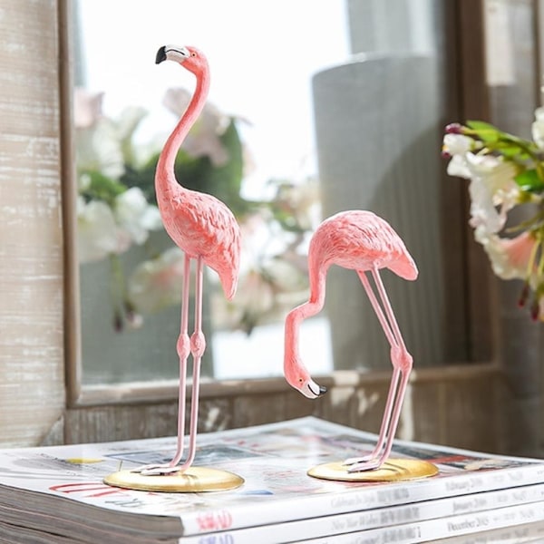 Sød Resin Pink Flamingo Ornament Bordplade Dekoration Stue Dekoration Kage Dekor