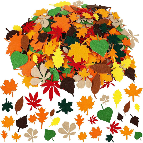 528-stykke assorteret filt ahornbladklistermærker til efterårsdekorationer, festhåndværk og ornamenter