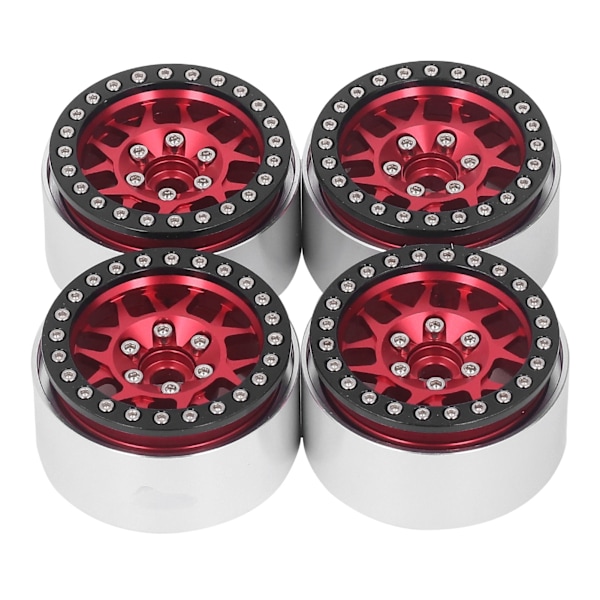 4 st 1,9 tum RC Beadlock Fälgar Aluminiumlegering Nav för Axial SCX10 90046 AXI 03007 1/10 RC Crawler Röd