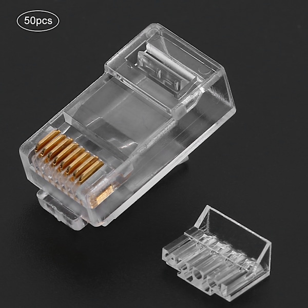 50 st Ethernet RJ45-kontakt Oskärmad Nätverk 8P8C-kontakt Modulär Plugg Kristallhuvud