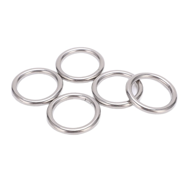 5 stk 304 rustfritt stål runde O-ringer for flere formål sømløs sveising O-ring for yogaringer Hengekøye seiling dykking 5x30 mm