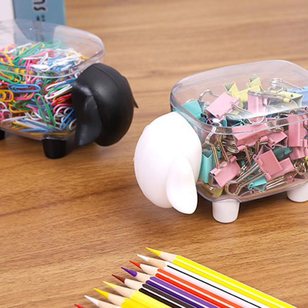 Mini Plast Bomuldsvat Pinde Opbevaringsboks Sød Får Støv-tæt Kosmetisk Bomuld Opbevaringsboks Husholdning Desktop Organizer