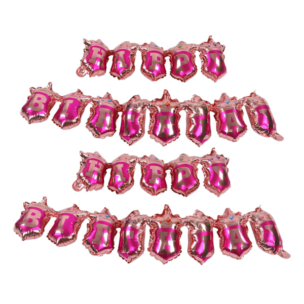 Gratulerer med dagen Ballonger Krone Bursdagsfest Aluminiumfolie Rund Ballong Trekk Flagg Banner Dekorasjoner Ballonger Rosa