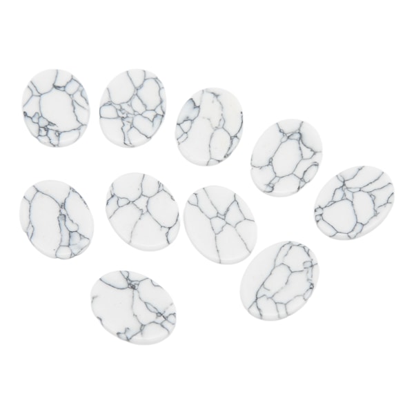 10 stk. flade turkissten ovale blanke DIY smykkesten flad turkis til øreringe armbånd vedhæng hvid 10x14mm (BxL)