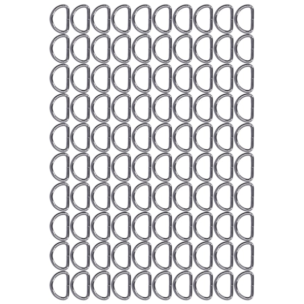 100 st D-ringar Slitstarka Tåliga Lätta att Byta Bekväma Praktiska Kompakta Väskspännen för Halsband Grå 2x15x10mm