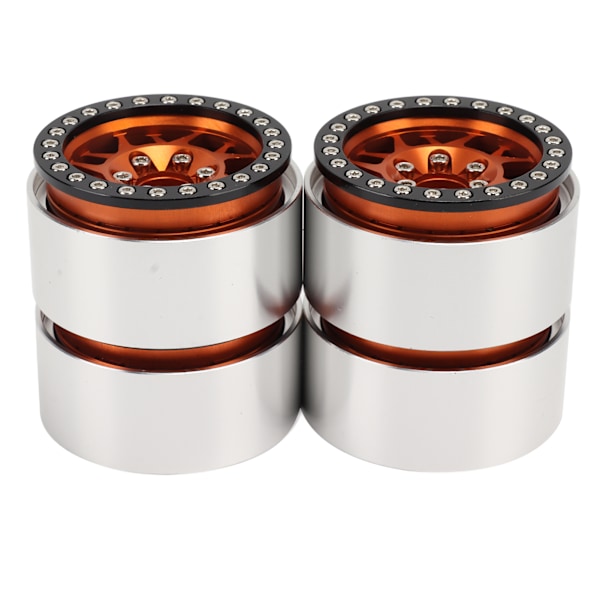 4 st 1.9 tum RC Hjulfälgar Aluminium CNC-bearbetade 1/10 RC Beadlock Hjulnav för Axial SCX10 90046 AXI 03007 REDCAT MST Orange