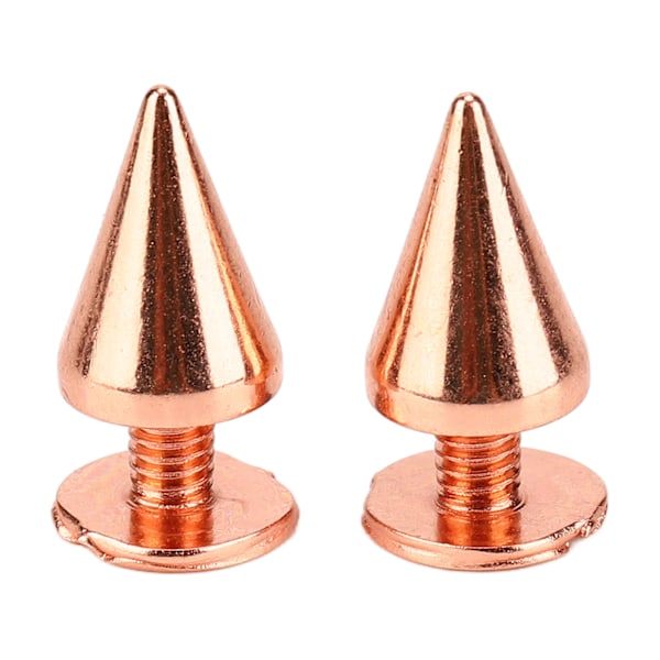 100 Sett Piggete Kjegle Spike Stud Høy Hardhet Metallbelegg Rose Gull Skru Rygg Studs Spikes Kit for DIY Klær Sko 7x10mm