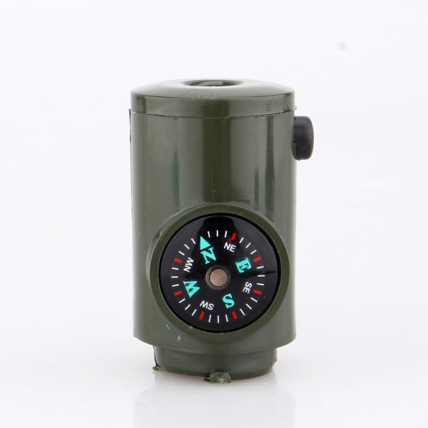 Nytt 7-i-1 Camping Survival Whistle Compass Termometer Lommelyktforstørrelsessett