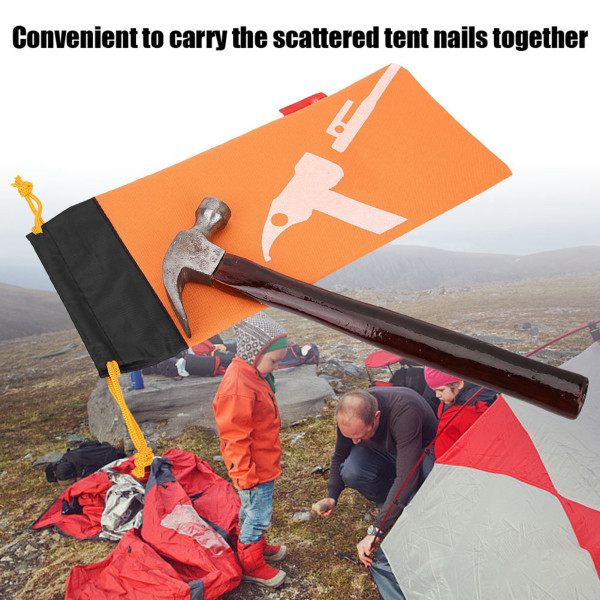 Telt Camping Telt Ply Hammer Nail Pouch Svart Peg Nails Stake Oppbevaringspose (oransje)