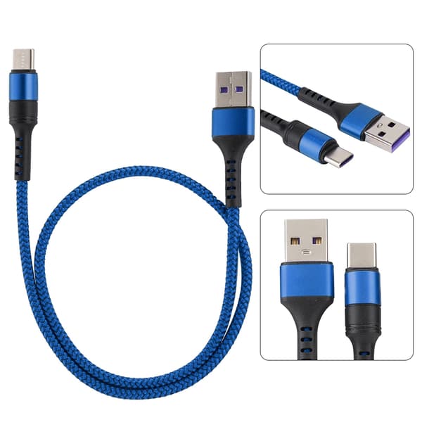 5A Superhurtig opladning Type C datakabel til Huawei P10/P10 plus p20/P20 Pro 0,5m (blå)