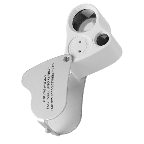 Smykker Lupe ABS Aluminium 30X 60X Dobbelt Linse LED Lupe Lampe til Smykker Identificering