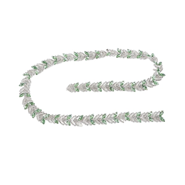 Krystal Rhinestone Chain 1 Yard 2,3 cm Glas Rhinestone Bladform Blomsterkæde DIY dekoration til beklædningsgenstande Ørering Bælte Grøn