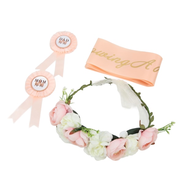 Baby Shower Tiara Baby Shower Rem Badge Eternal Wreath Floral Hodepynt Sett Dekor Foto Rekvisitter for Baby Shower Party