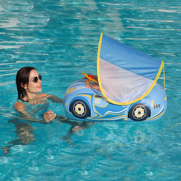 79x61cm kesäpuhallettava eläimen muotoinen lasten uimaistuin 1-4-vuotiaille (sininen urheiluauto)