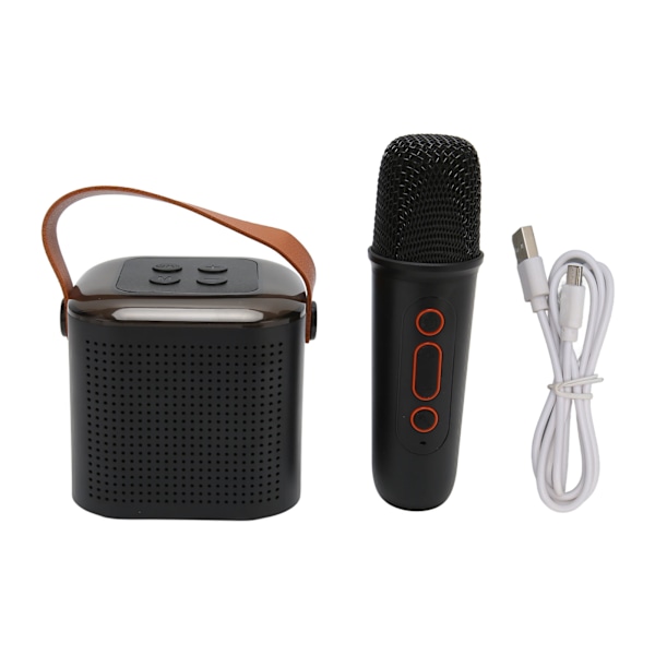 Karaoke Maskine Stereo RGB Lys Bærbar Bluetooth Højttaler med 1 Mikrofon til Hjemmefest Sort