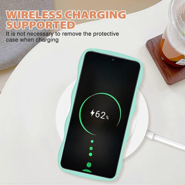 Samsung Galaxy S23 Plus Phone Case, Curly Wavy Frame Liquid Silicone Flexible Soft Shockproof Camera Protection Bumper Cover