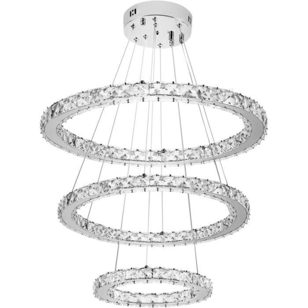 Aufun 72W Modern Design Crystal LED 3 Ringar, Creative Chandelier Hänglampa för sovrum, vardagsrum, matsal, dimbar