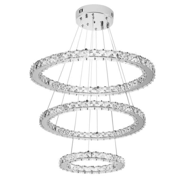 Aufun 72W Modern LED-kristall taklampa med 3 ringar, kreativ belysningsarmatur för sovrum, vardagsrum (Kallvit, 72W)