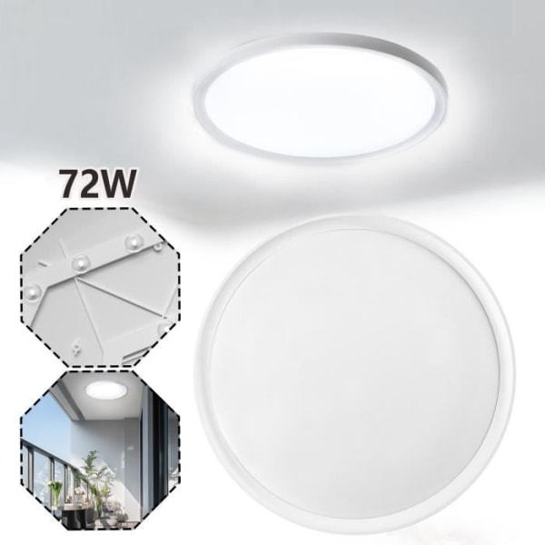 Aufun 72W platt rund LED-taklampa, modern badrumslampa Vattentät badrumslampa, kökslampa, Ø45CM Vit