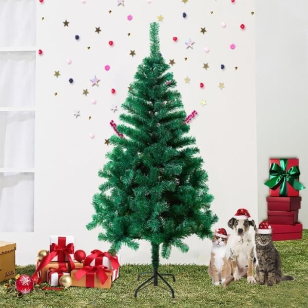 LILIIN konstgjord julgran 150 cm PVC-träd med metallställ för hem, butiker hotell, grönt