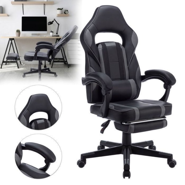 Aufun Gaming Stuhl, Bürostuhl Ergonomisch mit Vibration Massage Lendenkissen, Fußstütze, Kopfstütze