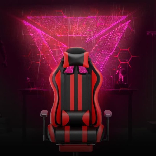 Aufun Gaming Chair, ergonomisk kontorsstol med vibrationsmassage svankkudde, lastkapacitet 150 kg (röd)