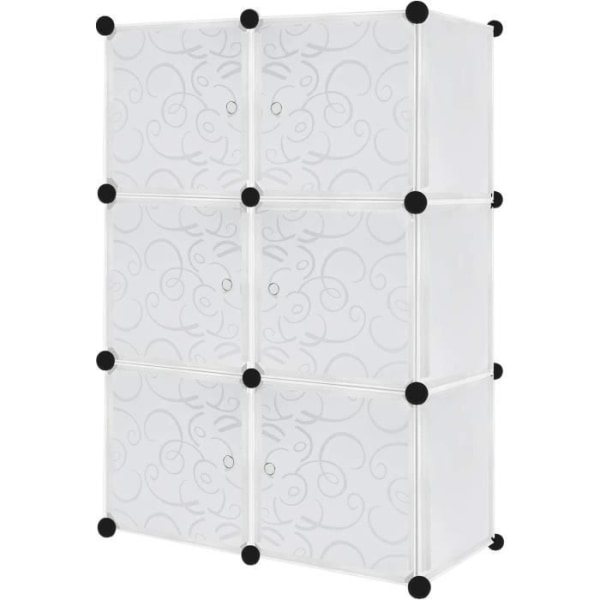 Aufun DIY Garderob Hyllsystem Modulär kombination Bärbar hopfällbar garderob med dörrar (6 kuber, vit)