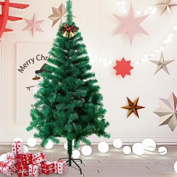 LILIIN konstgjord julgran 180 cm PVC-träd med metallställ för hem, butiker hotell, grönt