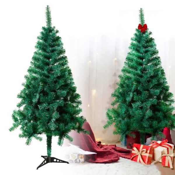 LILIIN konstgjord julgran 120 cm PVC-gran med stativ för hem, butiker hotell, grönt